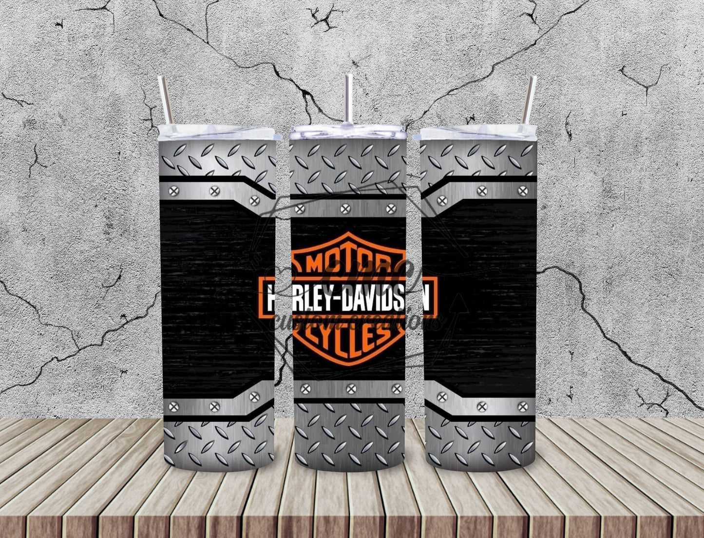 Diamond Plate Motorcycle 20 Oz Stainless Skinny Tumbler
