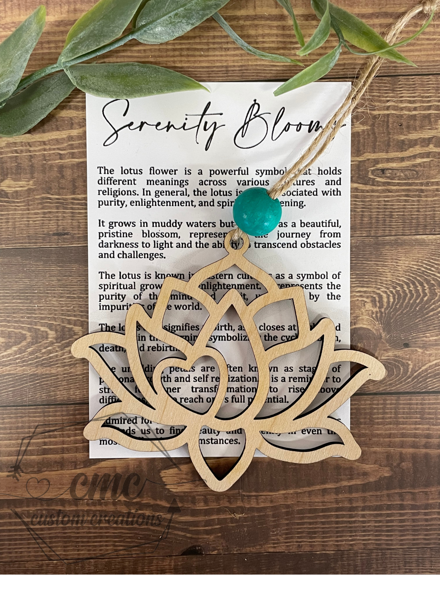 Serenity Blooms Lotus Wooden OrnamentWooden Ornament/Car Charm