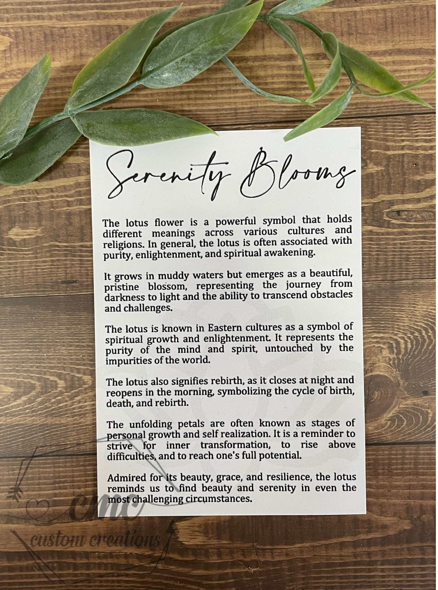 Serenity Blooms Lotus Wooden OrnamentWooden Ornament/Car Charm