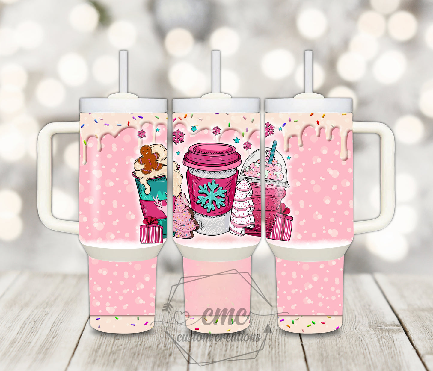 Christmas Coffee 40 ounce Stainless Tumbler with Handle