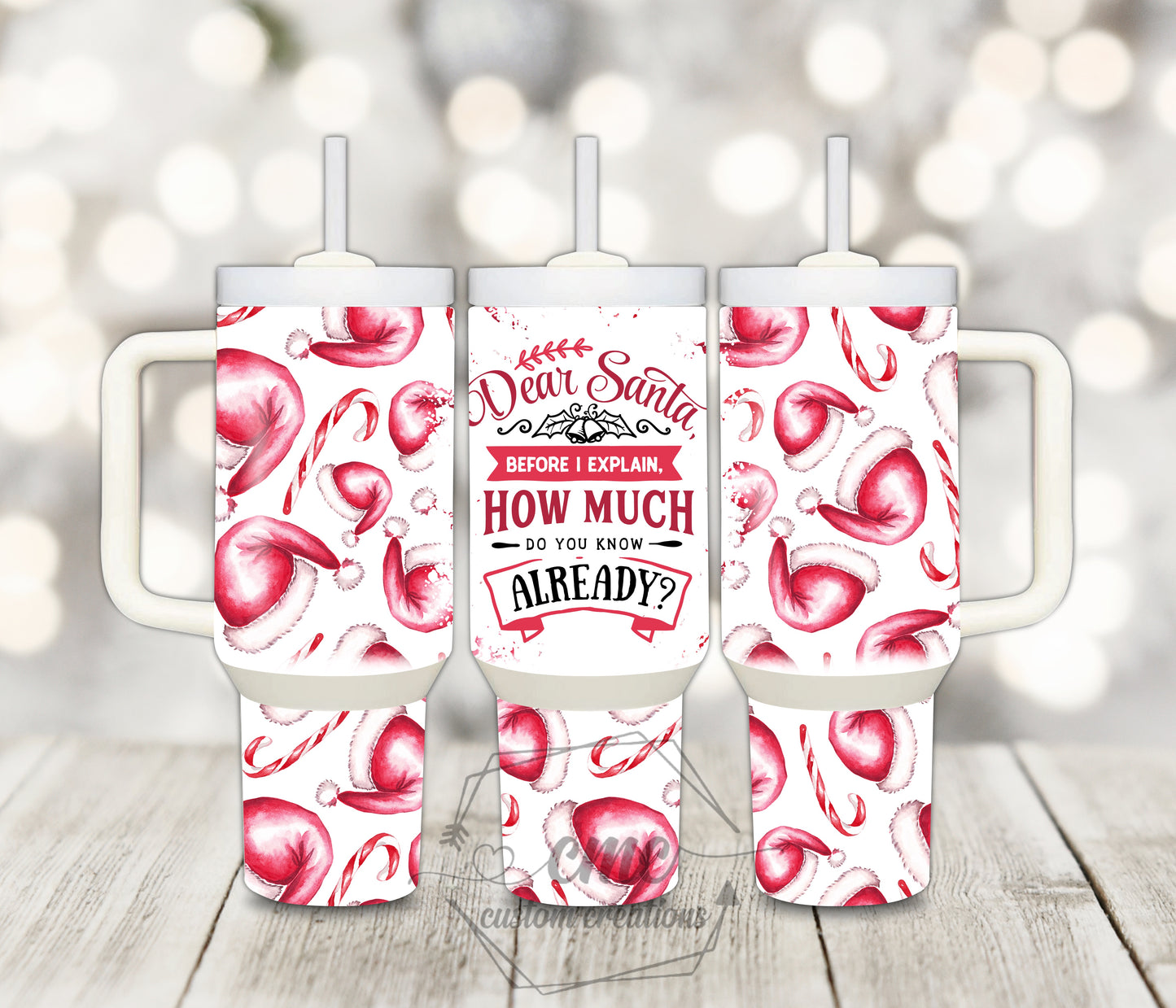 Dear Santa How Much Do You Know Christmas 40 ounce Stainless Tumbler with Handle