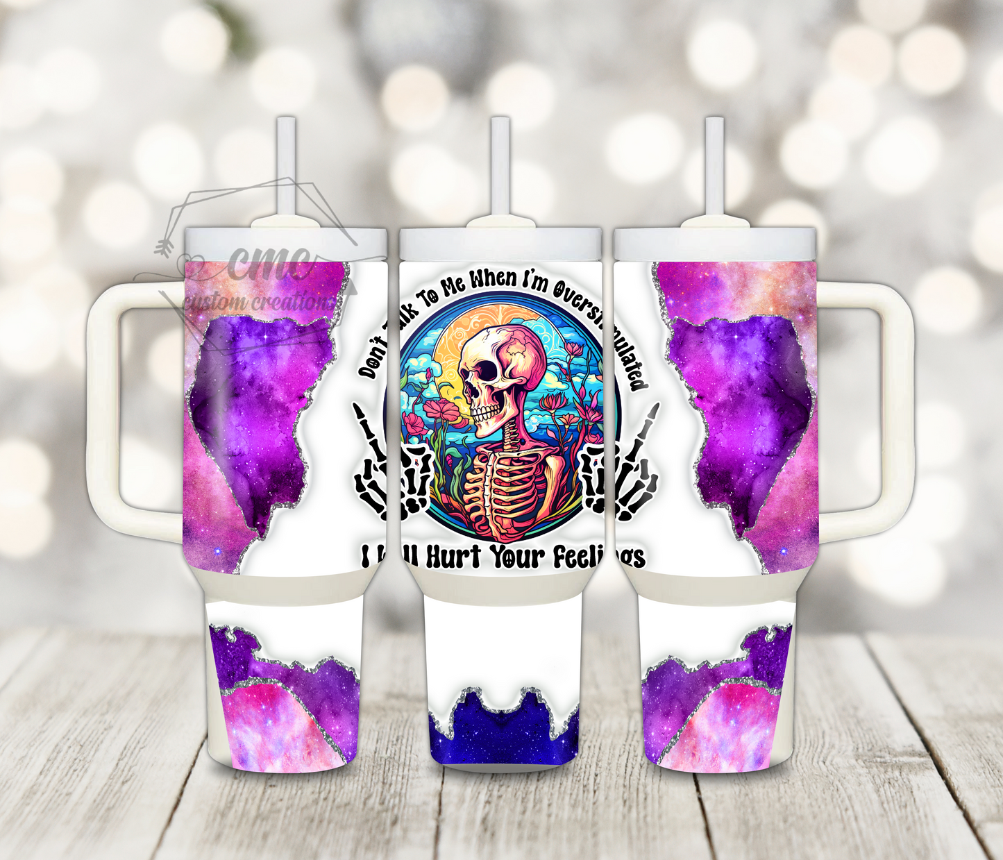 Don't Talk to Me Overstimulated 40 ounce Stainless Tumbler with Handle