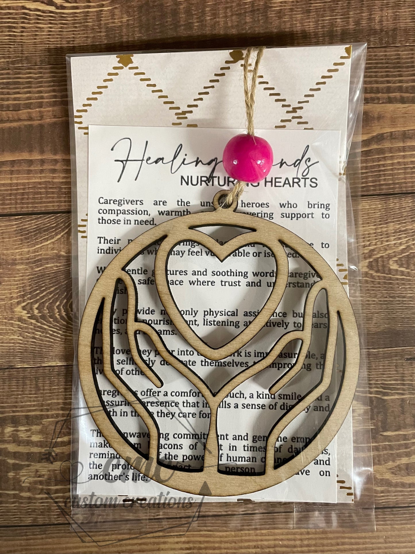 Healing Hands Caregiver Wooden Ornament/Car Charm