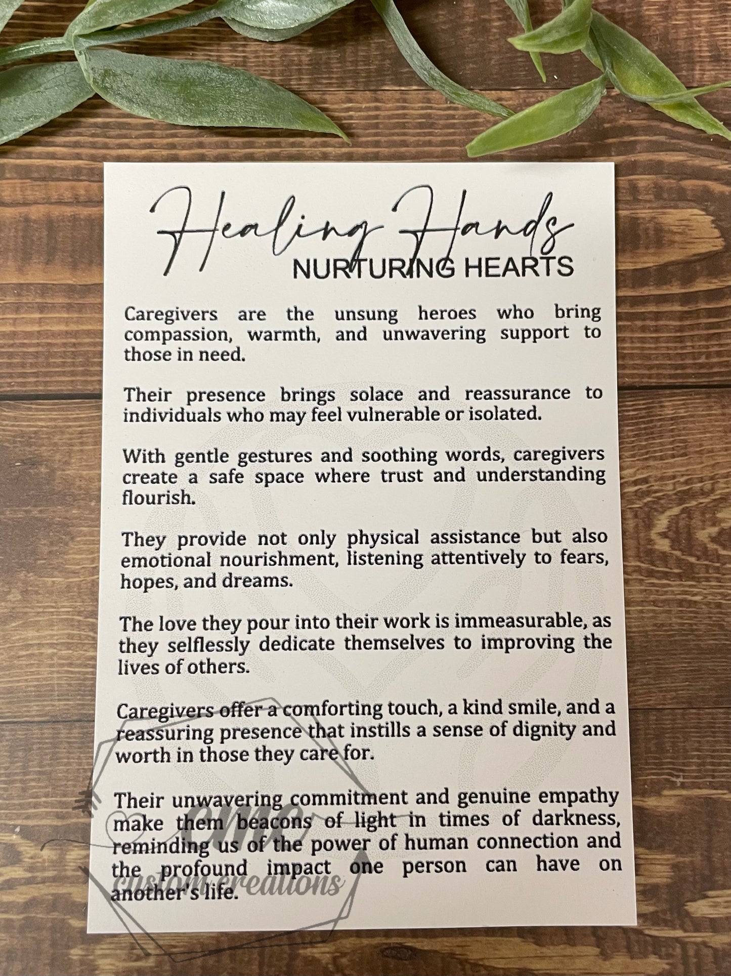 Healing Hands Caregiver Wooden Ornament/Car Charm