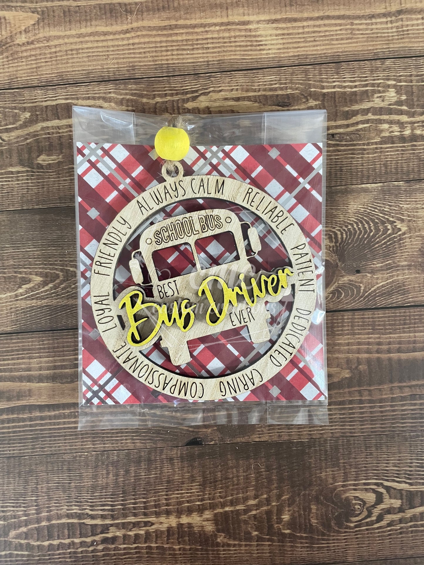 Wooden Bus Driver Ornament