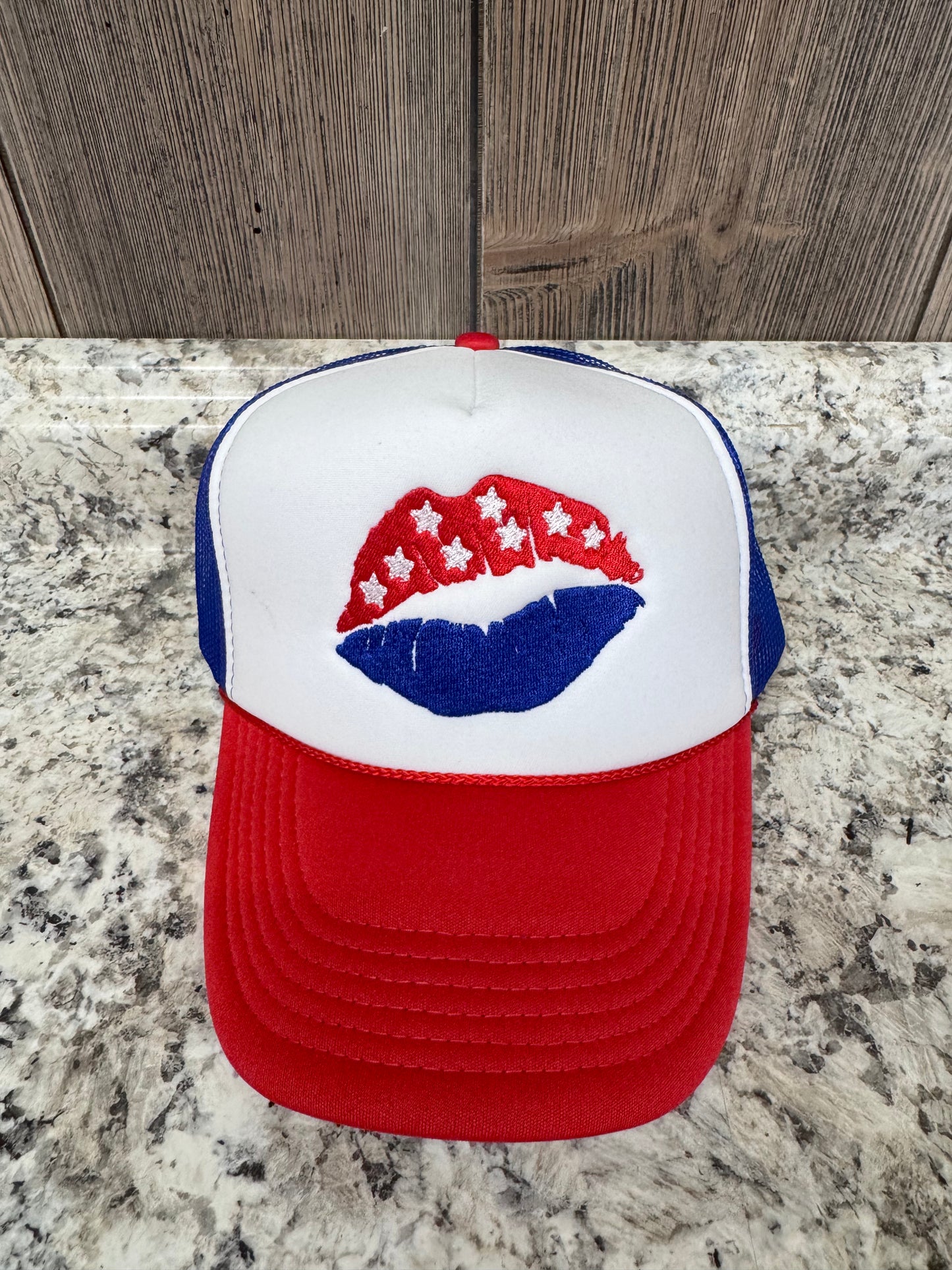 American Lips Embroidered Trucker Hat