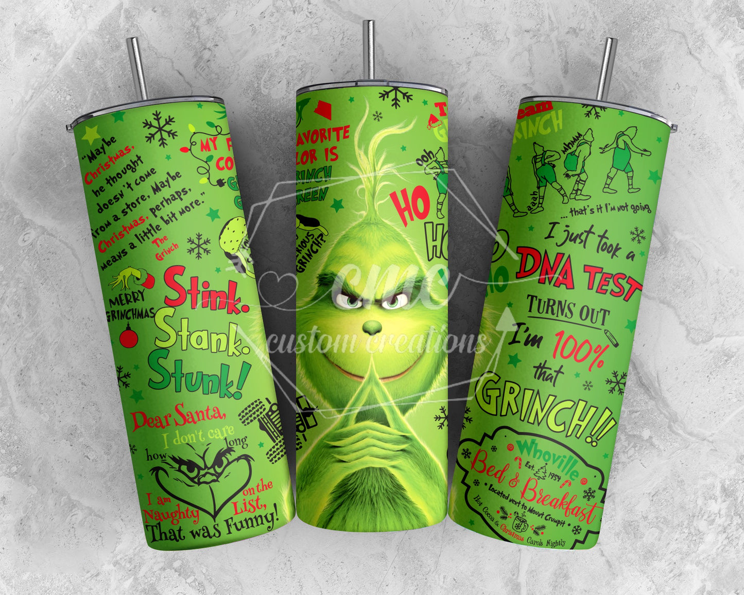 Green G Quotes Christmas 20 oz Stainless Skinny Tumbler