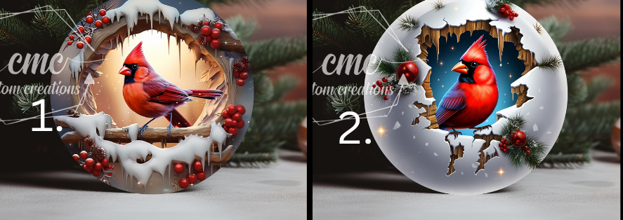 "Faux 3D" Breakthrough Cardinal Christmas Ornament