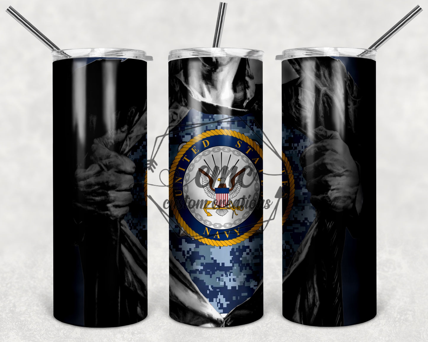 U.S. Navy Superhero 20 Oz Stainless Skinny Tumbler
