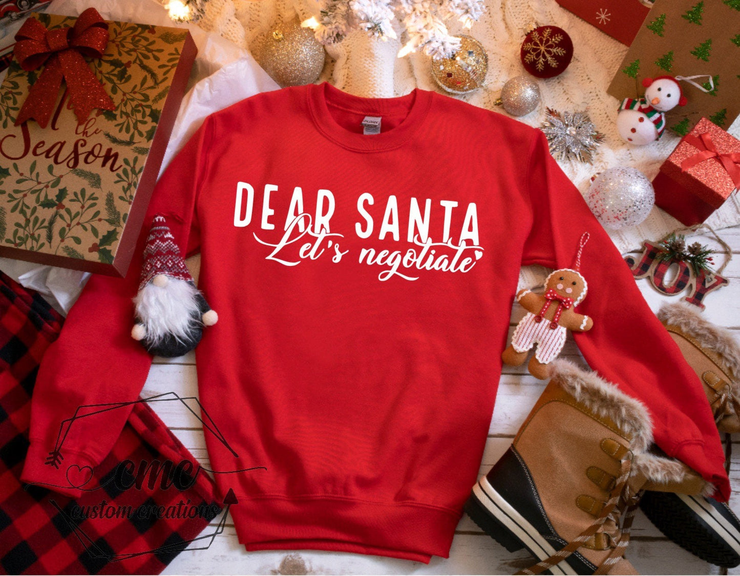 Christmas Sweatshirt, Funny Christmas Shirts for Women, Christmas Gifts for Women Let’s Negotiate Shirt, Christmas Crewneck Christmas