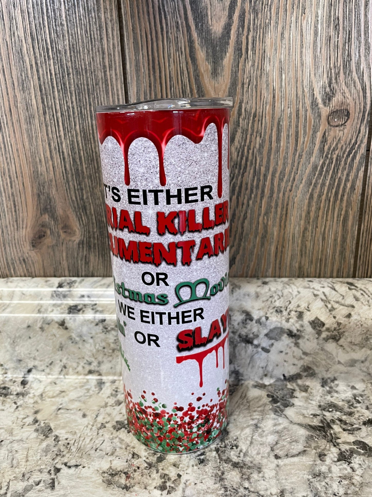 Serial Killer Or Christmas Movie 20 Oz. Stainless Skinny Tumbler