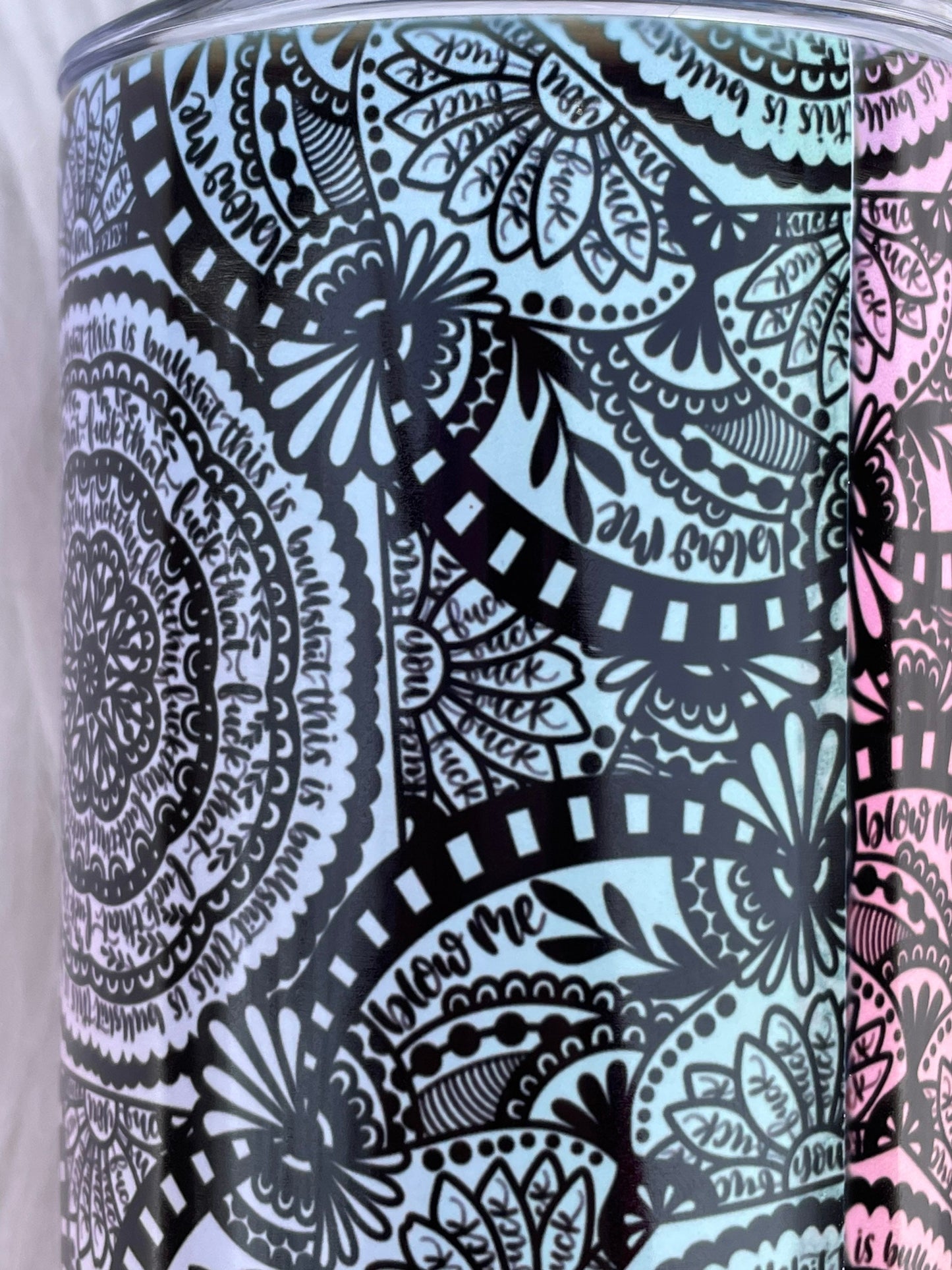 Hidden Cuss Word Adult Language Mandala 20 oz Stainless Skinny Tumbler