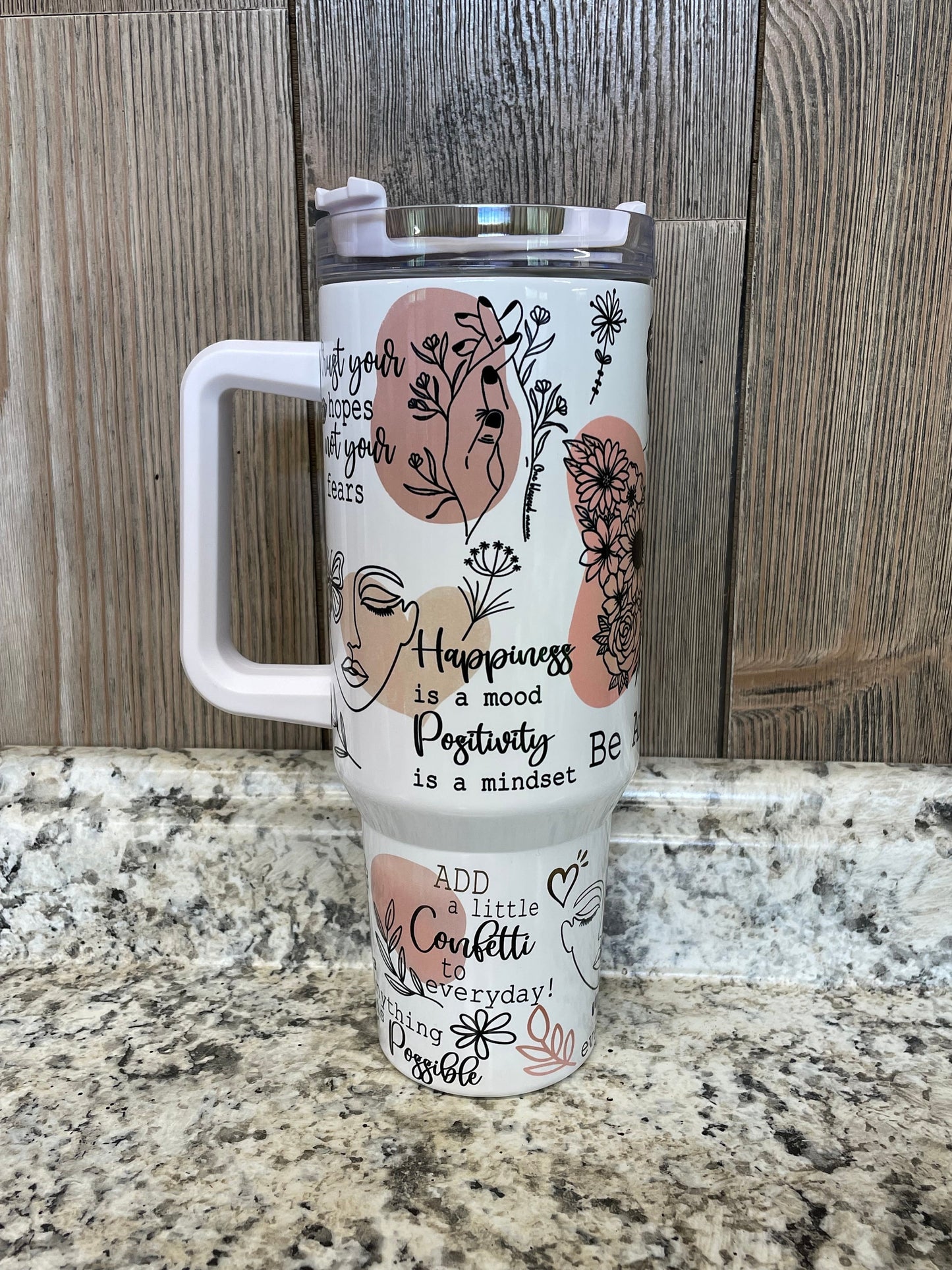 Be Amazing Positive Vibes 40 ounce Stainless Tumbler with Handle