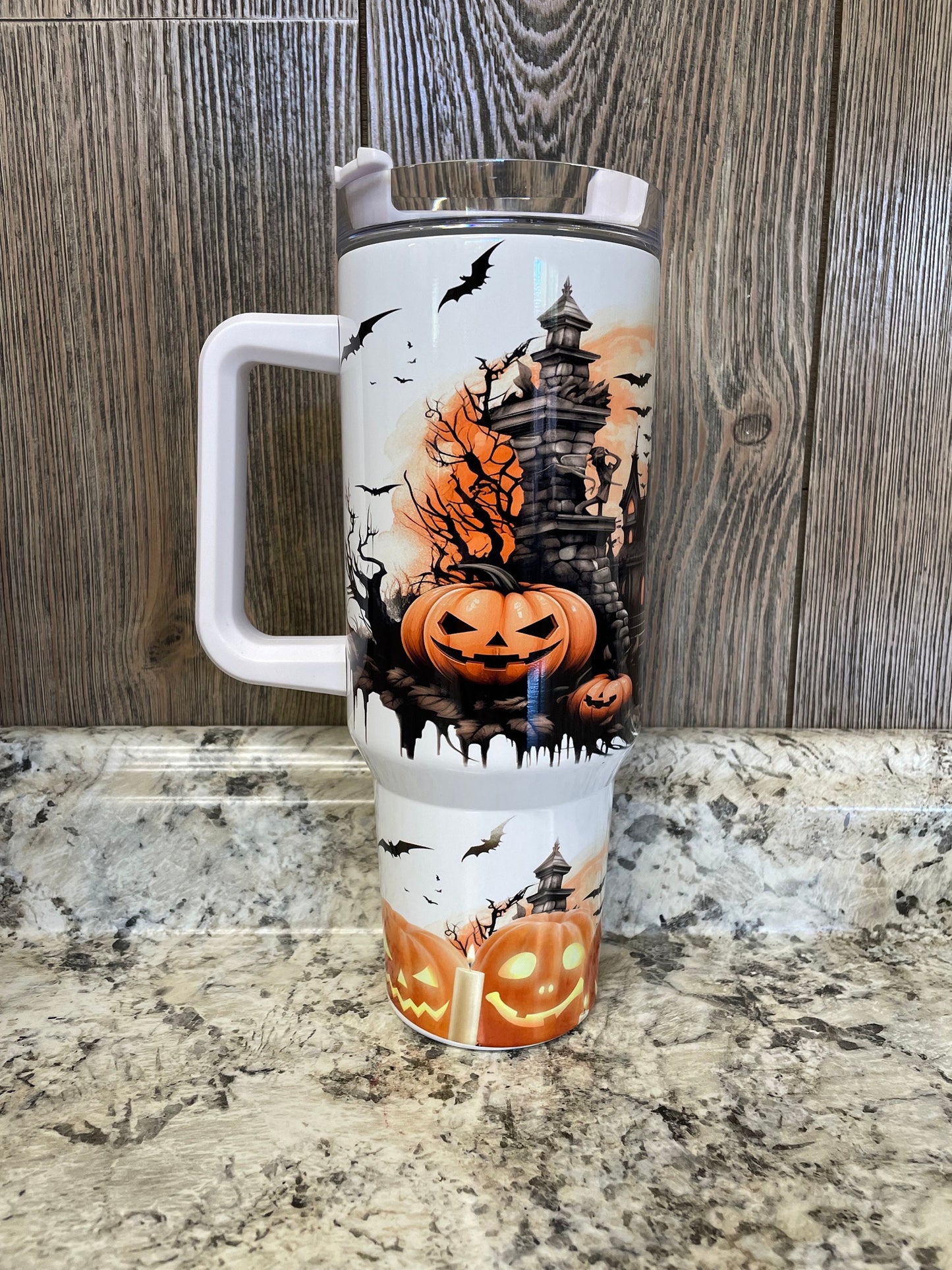 Halloween Castle Spooky 40 Ounce Stainless Tumbler with Handle