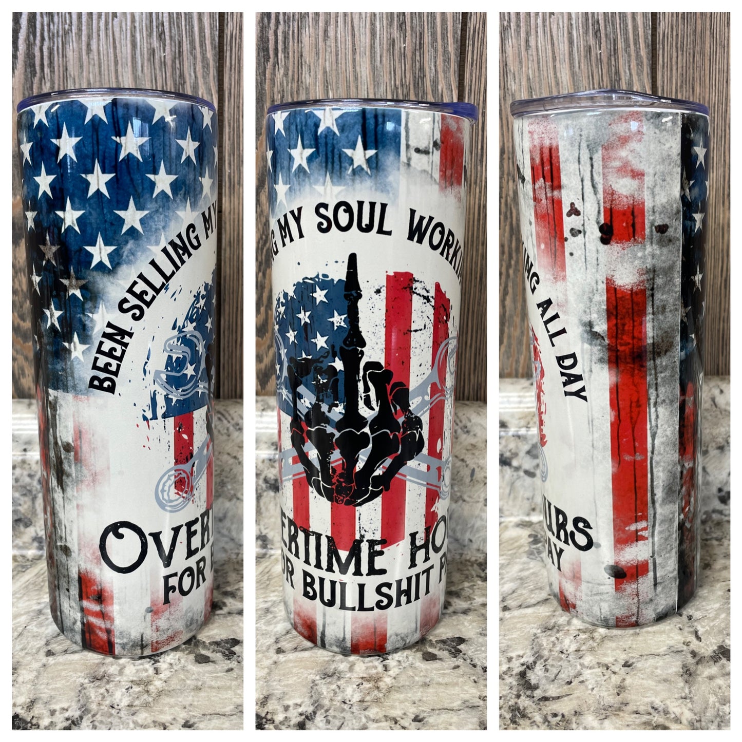 Overtime Hours Bullsh*t Pay 20 Oz Stainless Skinny Tumbler