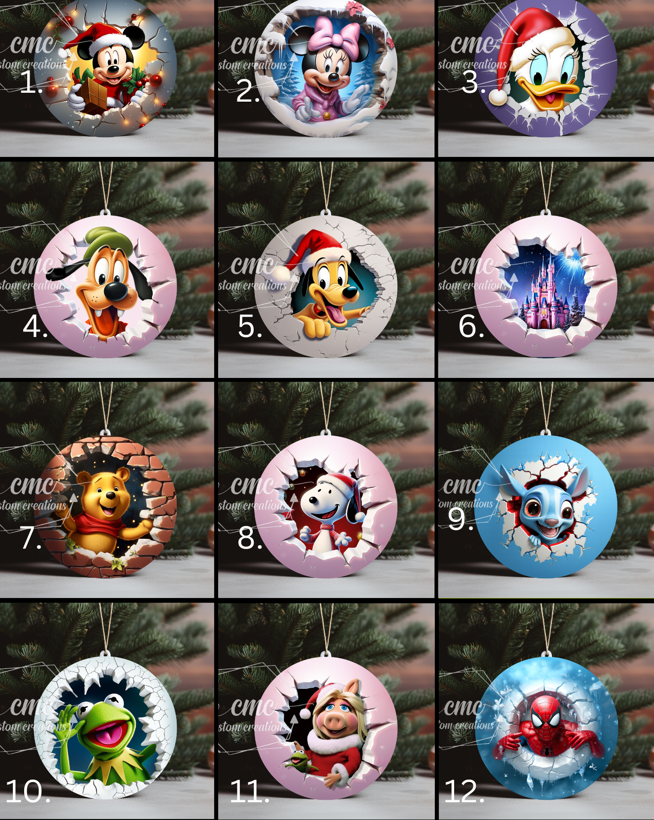 "Faux 3D"  Breakthrough Characters Christmas Ornament