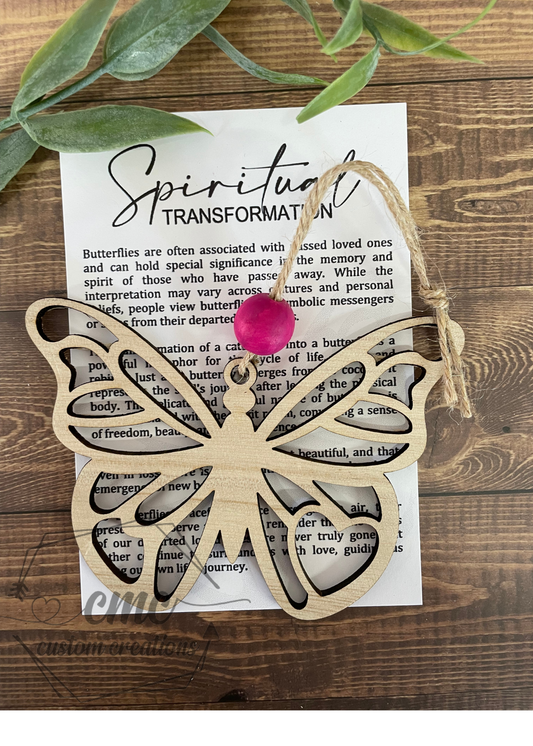 Spiritual Transformation Butterfly Wooden OrnamentWooden Ornament/Car Charm