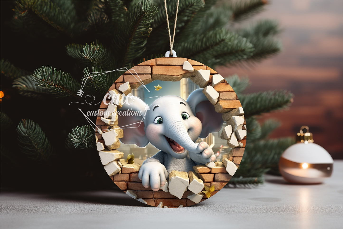 "Faux 3D"  Breakthrough Zoo Christmas Ornament