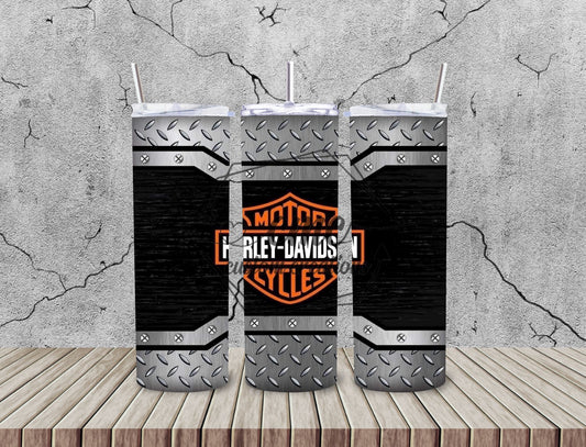 Diamond Plate Motorcycle 20 Oz Stainless Skinny Tumbler