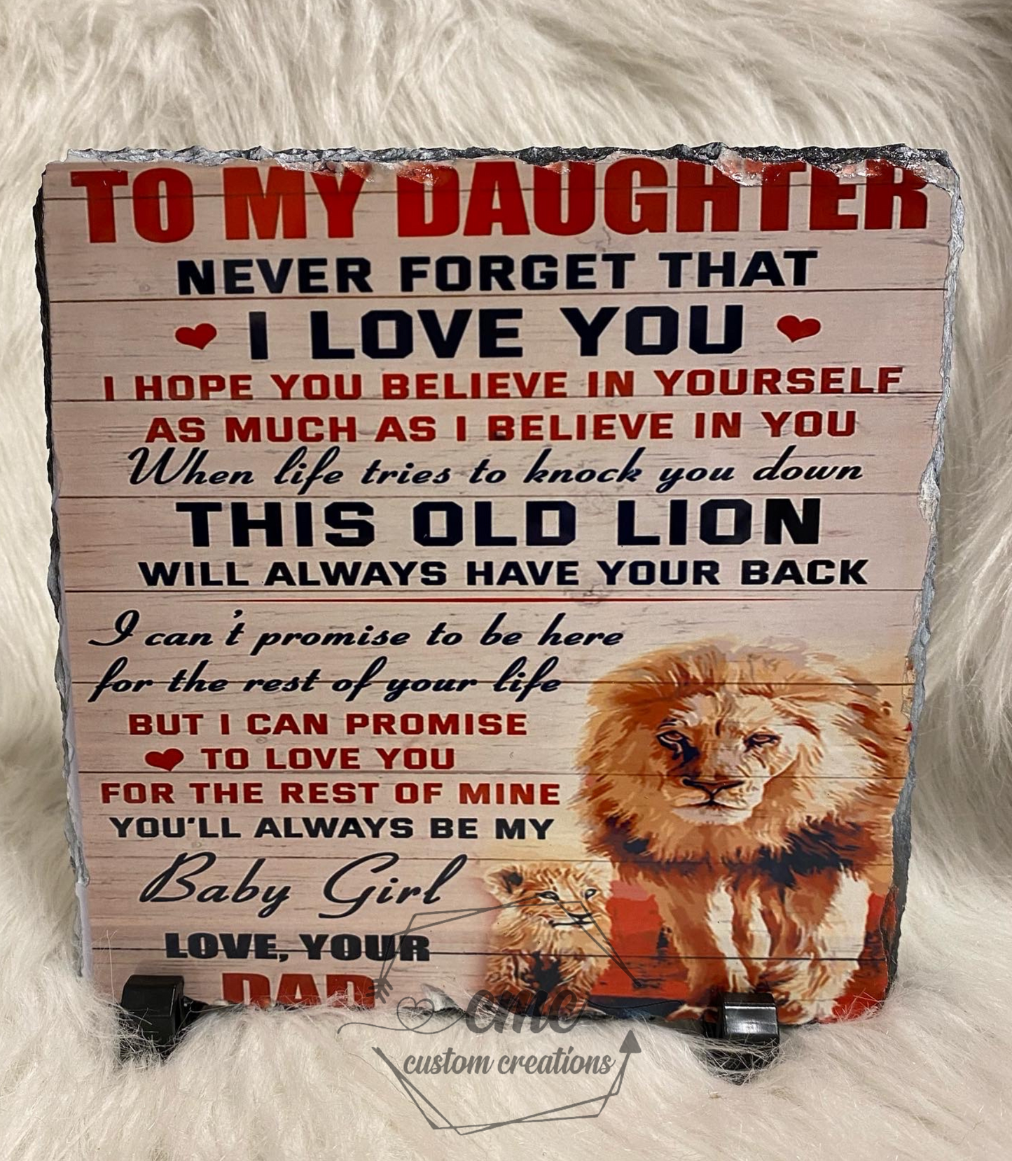 To My Daughter/Son Never Forget That I Love You Love Your Dad Lion Poem Slate Gift