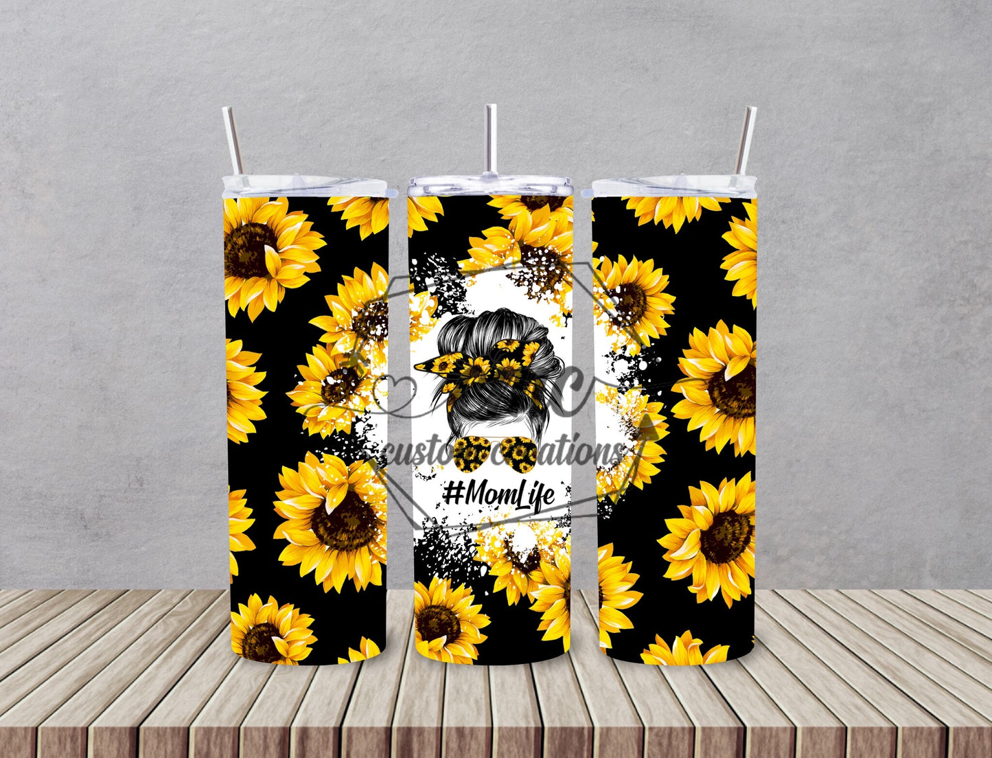 Mom Life Sunflower 20 oz Stainless Skinny Tumbler