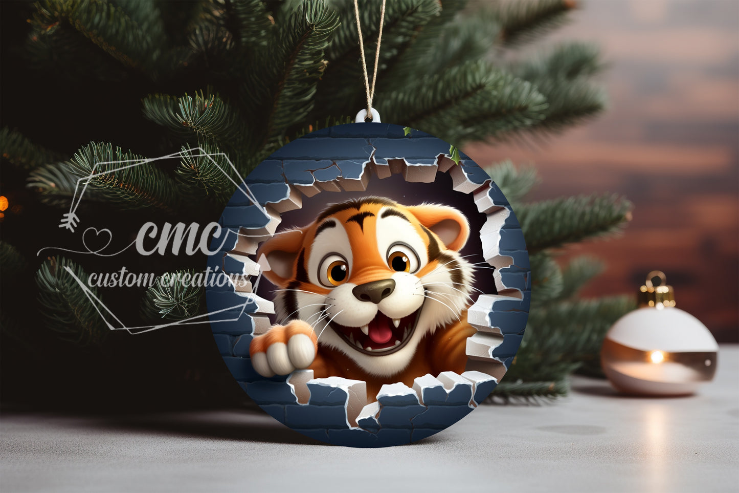 "Faux 3D"  Breakthrough Zoo Christmas Ornament