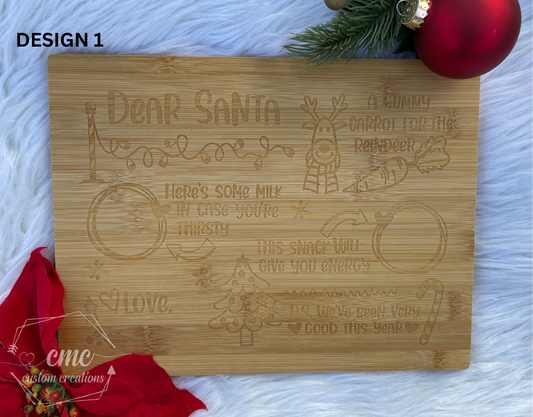 Personalized Laser Engraved Santa & Friends Christmas Eve Snack/Treat Board