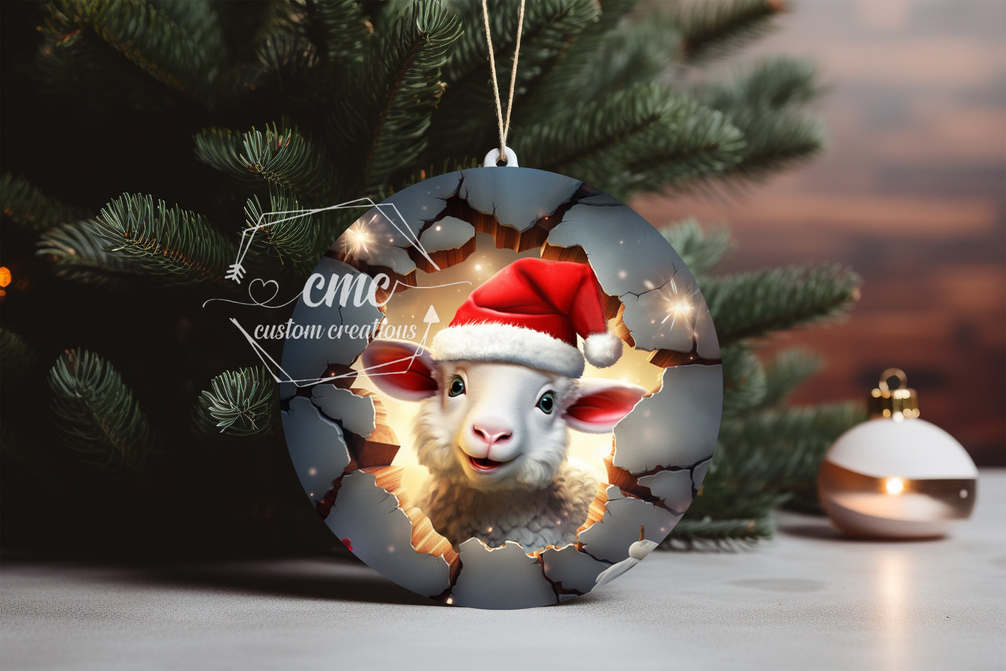 "Faux 3D"  Breakthrough Farm Christmas Ornament