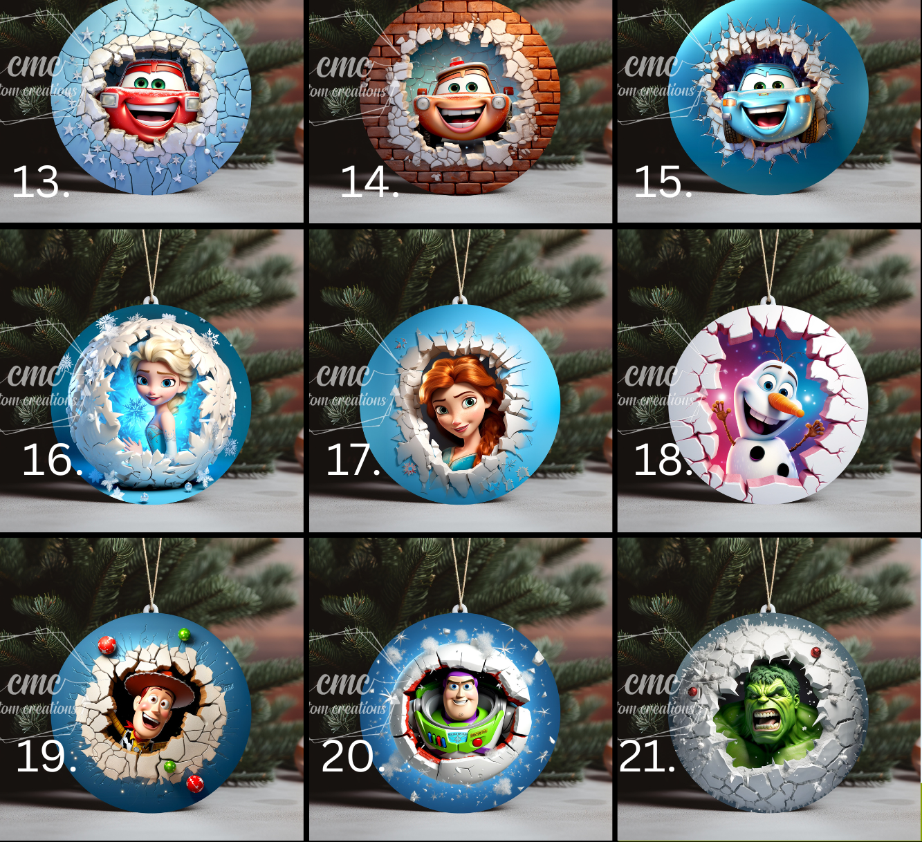 "Faux 3D"  Breakthrough Characters Christmas Ornament
