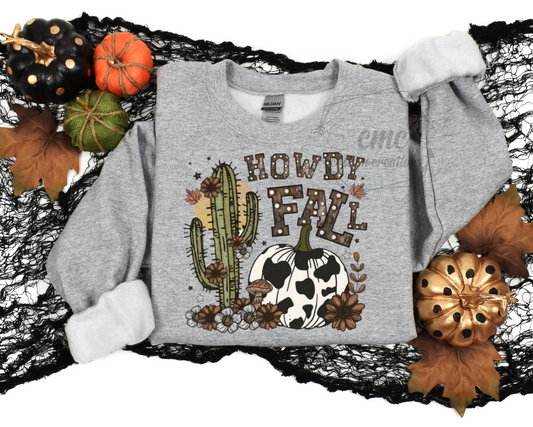 Howdy Fall Cow Pumpkin Crewneck/Hoodie