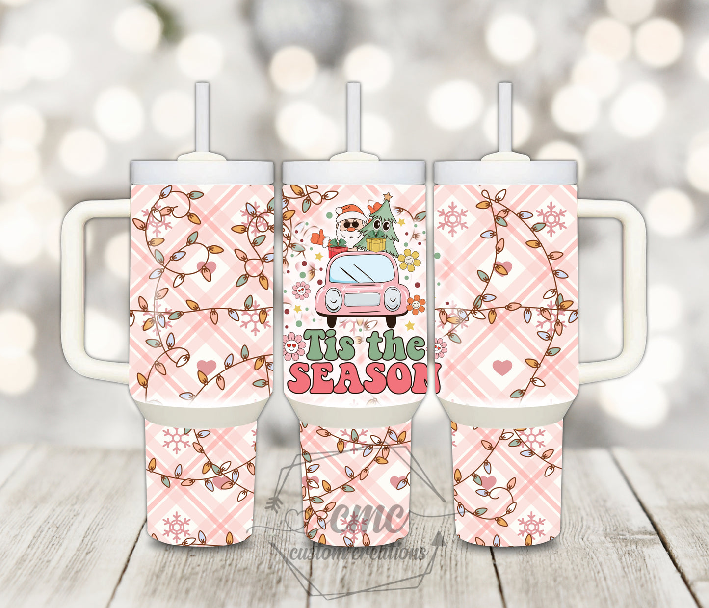 Tis The Season Christmas 40 ounce Stainless Tumbler with Handle