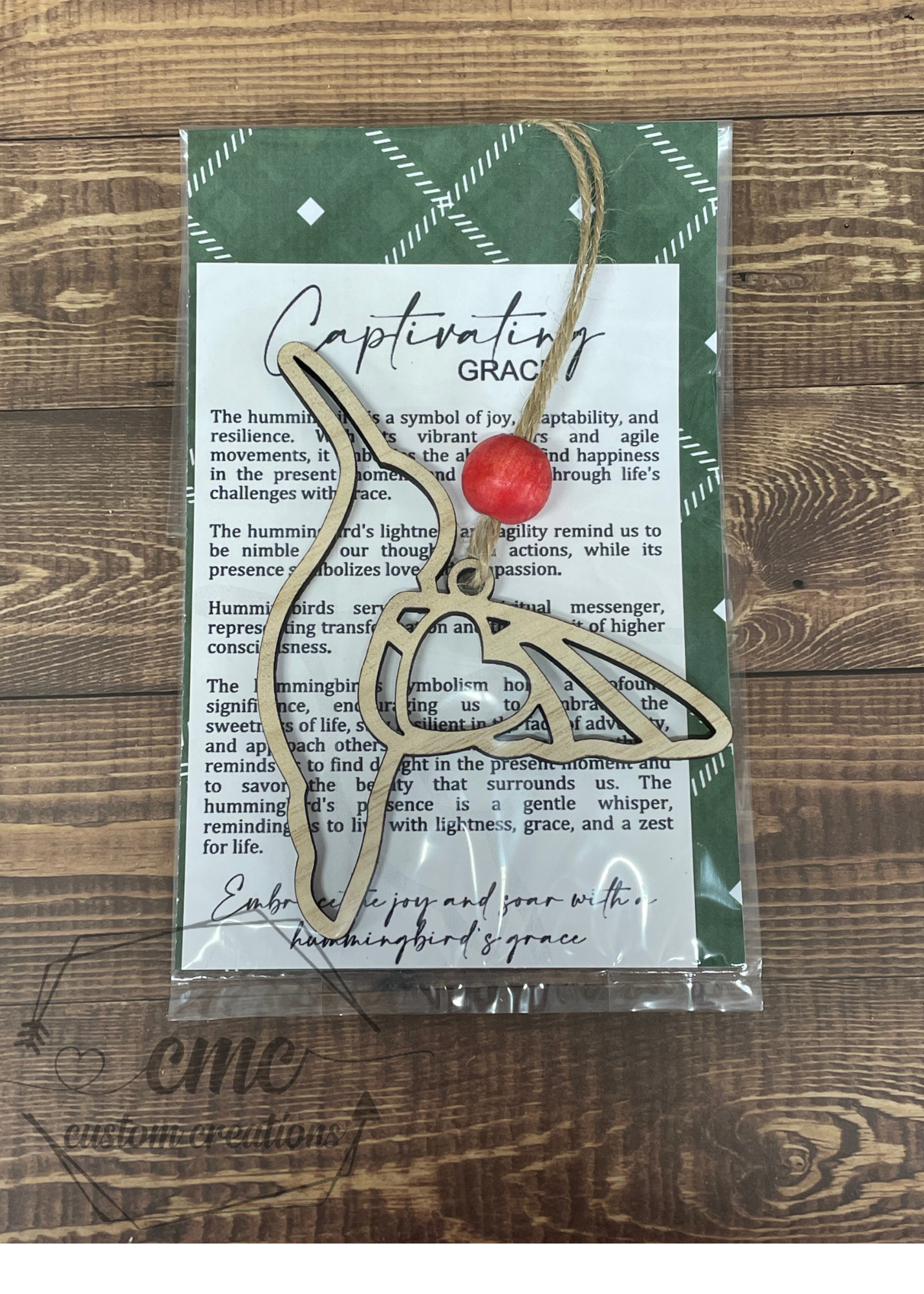 Captivating Grace Hummingbird Wooden OrnamentWooden Ornament/Car Charm