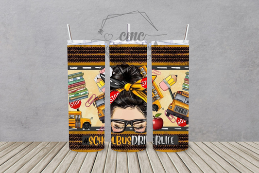 Messy Bun Bus Driver 20 Oz Stainless Skinny Tumbler