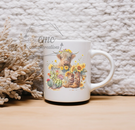 Highlander Cow Country Rustic Hot Beverage Mug