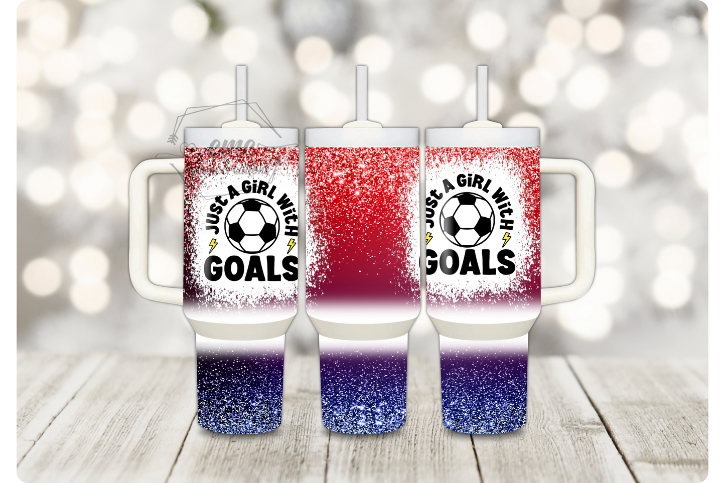 Just A Girl With Goals Soccer 40 ounce Stainless Tumbler with Handle