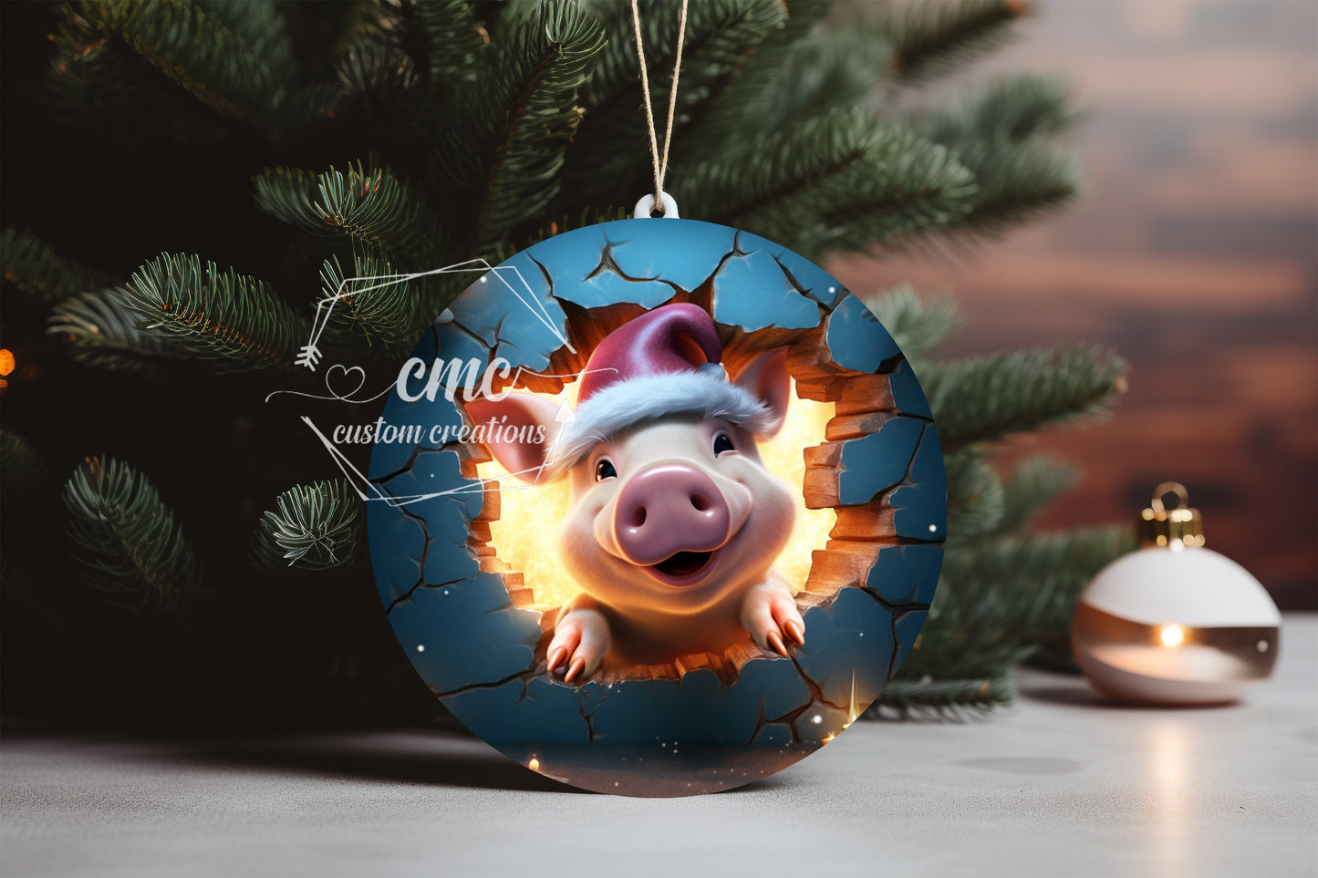 "Faux 3D"  Breakthrough Farm Christmas Ornament
