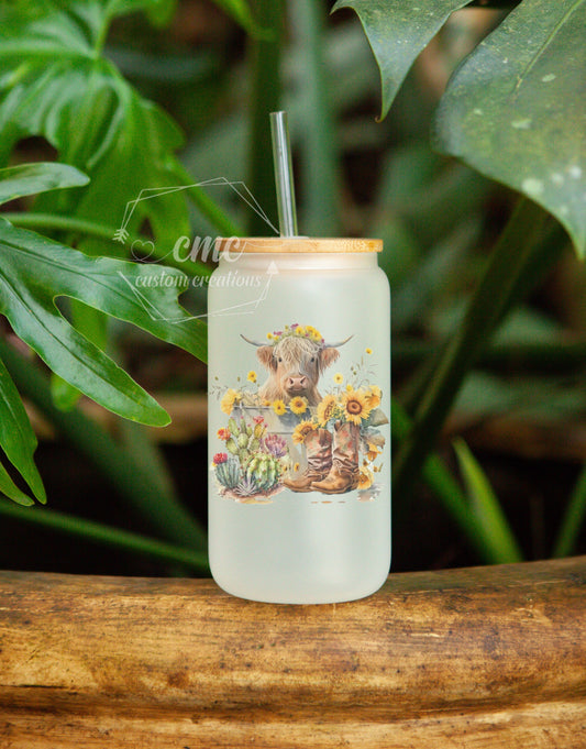 Rustic Cow 16 Oz. Beer Can Libbey Glass