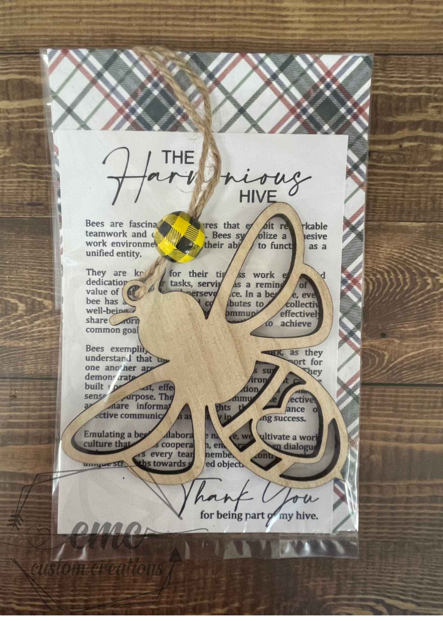 The Harmonious Hive Coworker Wooden OrnamentWooden Ornament/Car Charm