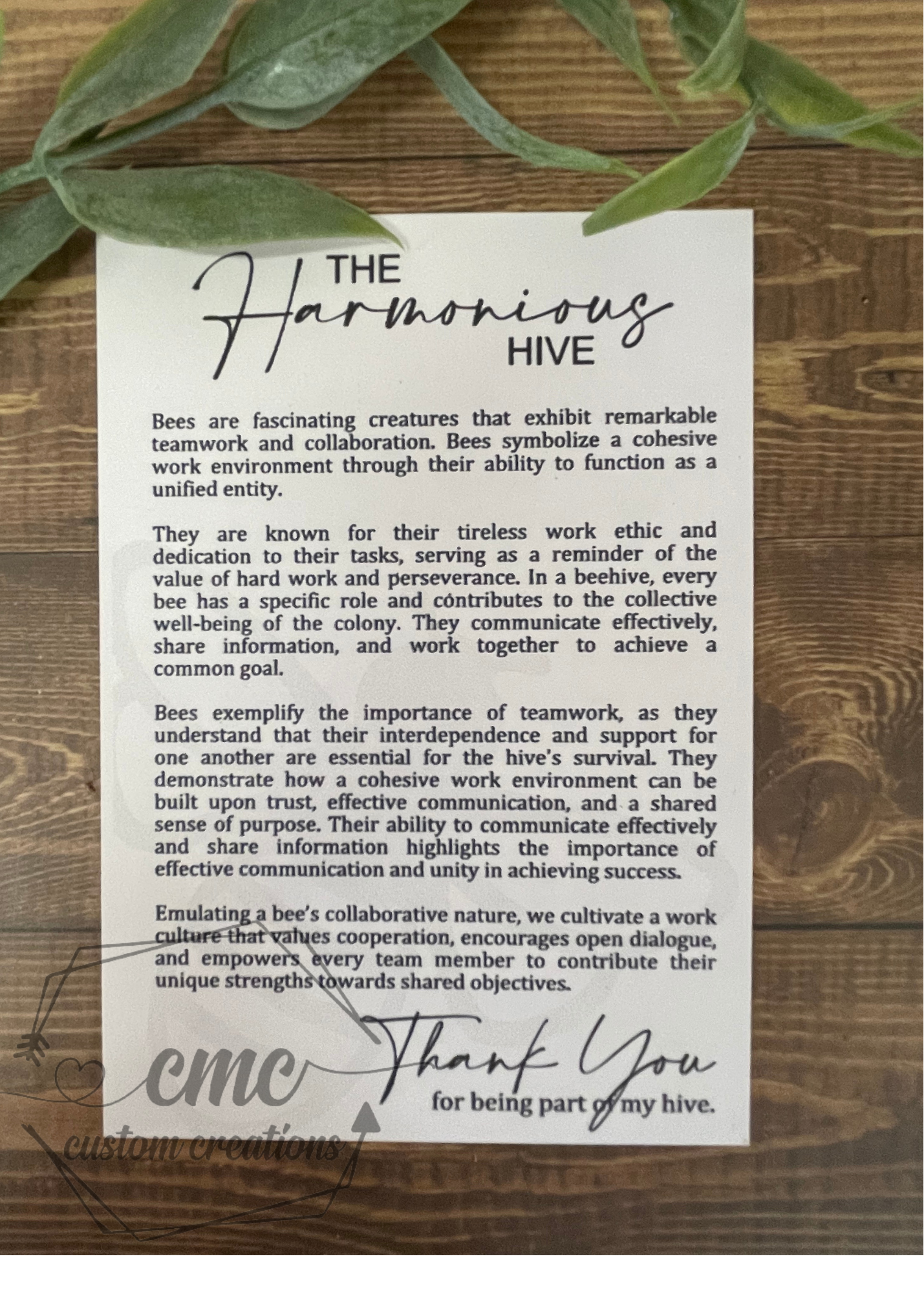 The Harmonious Hive Coworker Wooden OrnamentWooden Ornament/Car Charm