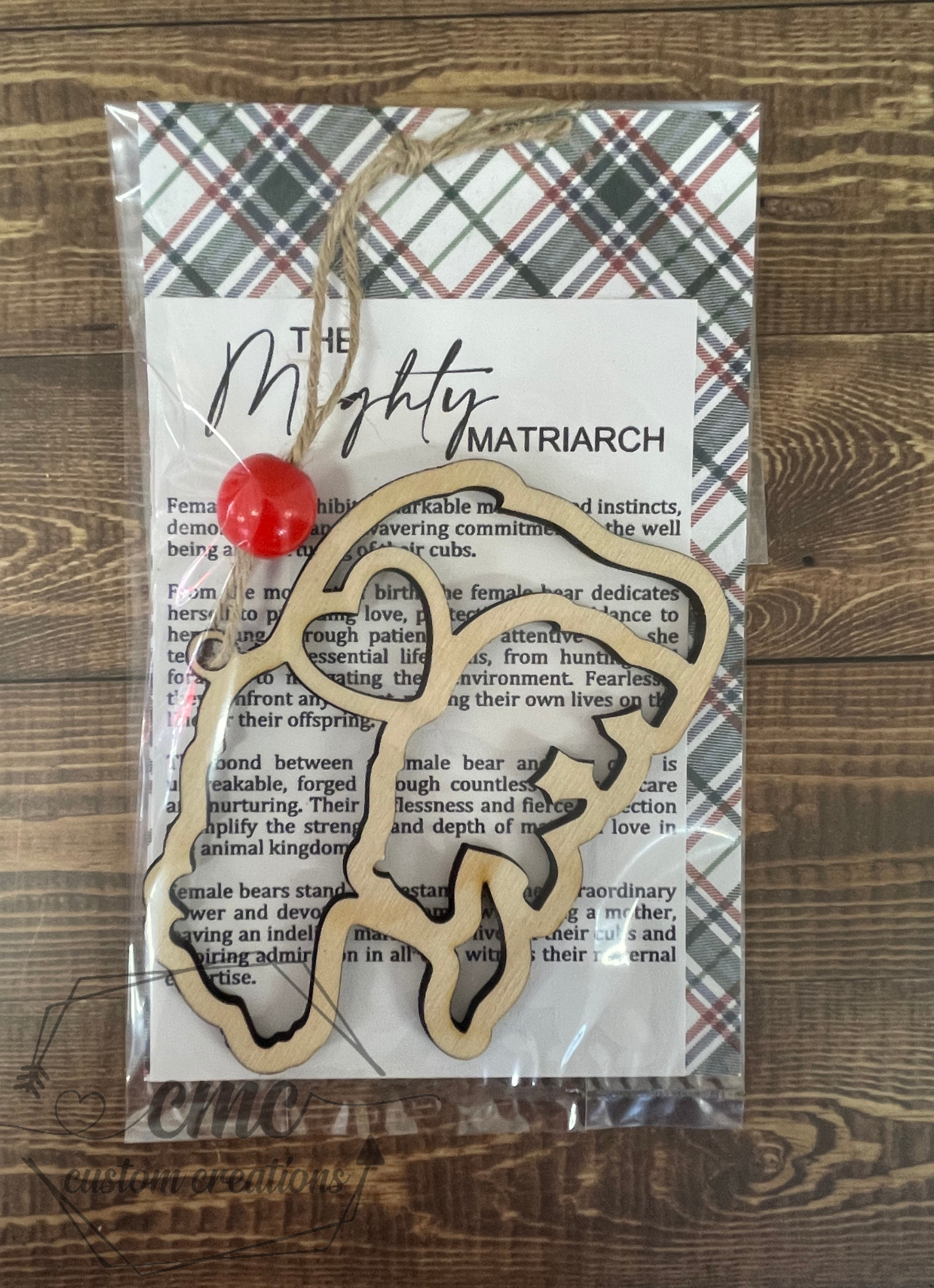 The Mighty Matriarch Mama Bear and Cub Wooden OrnamentWooden Ornament/Car Charm