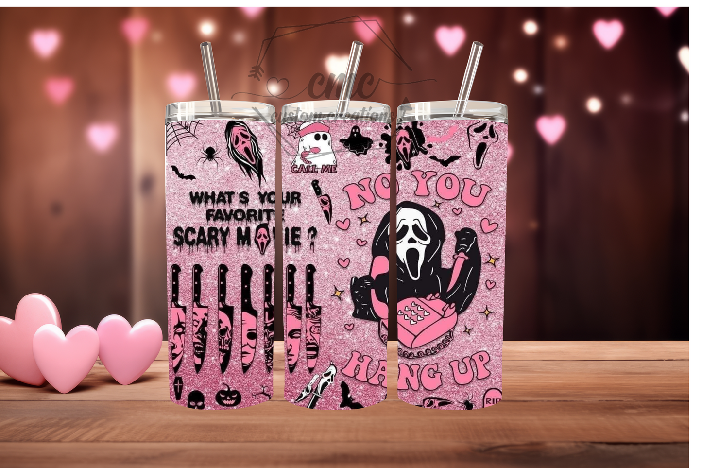 Horror Movie Valentine's Day 20 Oz Stainless Skinny Tumbler