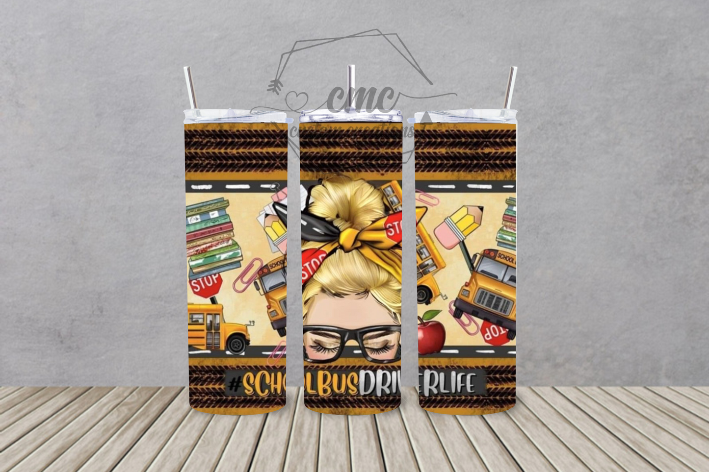 Messy Bun Bus Driver 20 Oz Stainless Skinny Tumbler