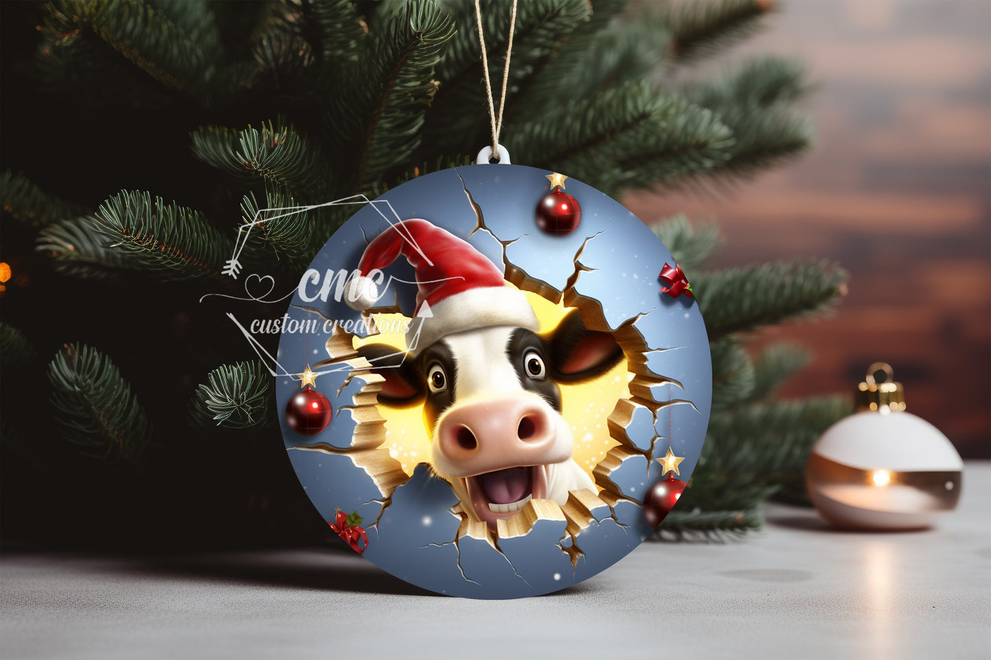 "Faux 3D"  Breakthrough Farm Christmas Ornament