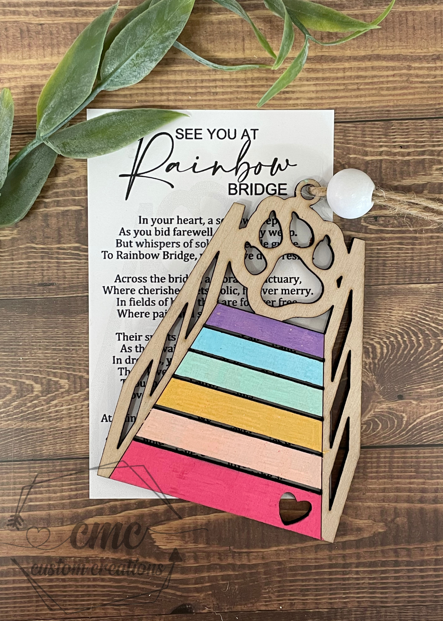 Personalized Pet Rainbow Bridge Wooden Ornament