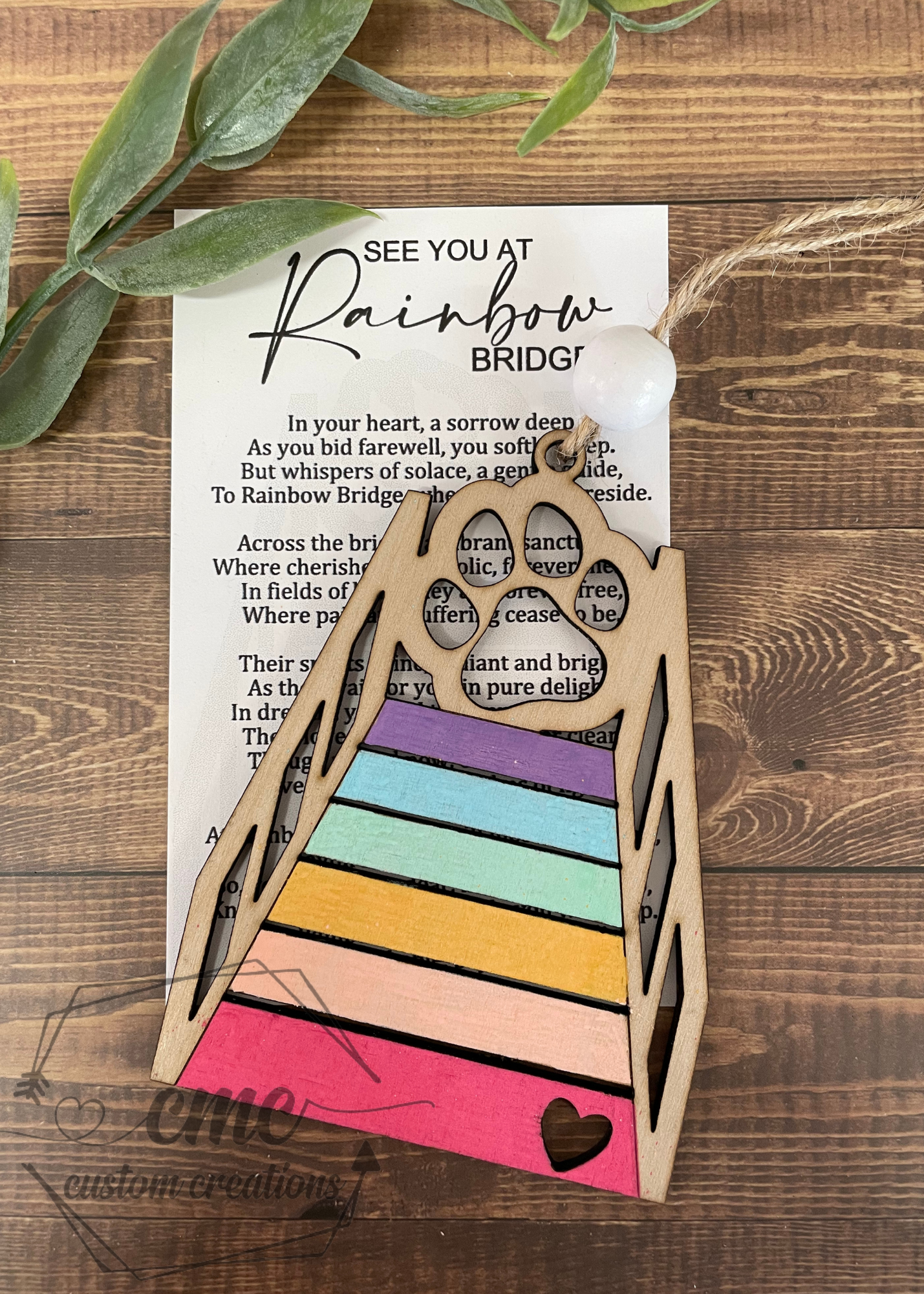 Personalized Pet Rainbow Bridge Wooden Ornament