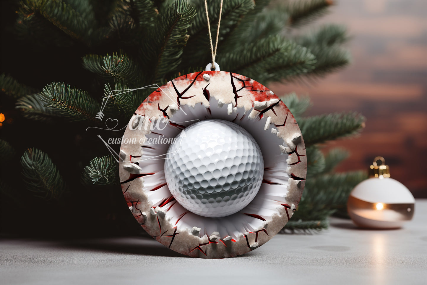 "Faux 3D"  Breakthrough Sports Christmas Ornament