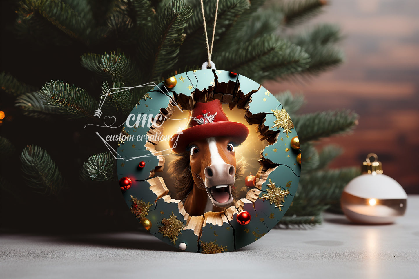 "Faux 3D"  Breakthrough Farm Christmas Ornament