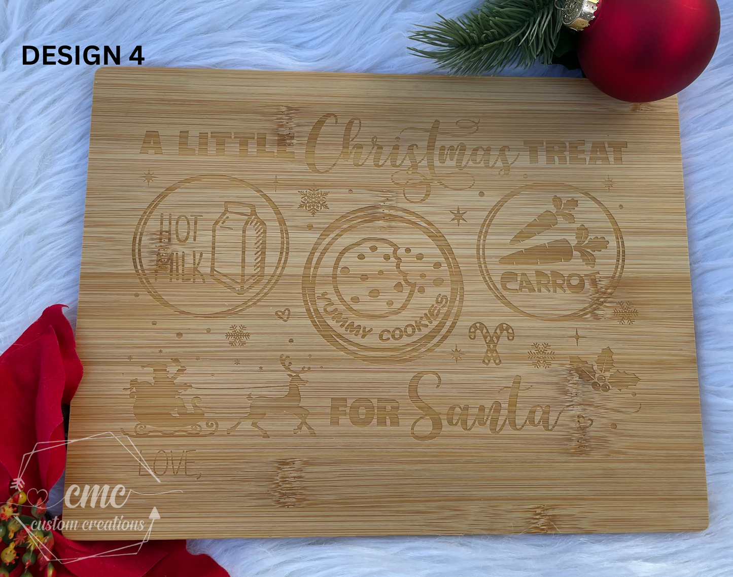Personalized Laser Engraved Santa & Friends Christmas Eve Snack/Treat Board