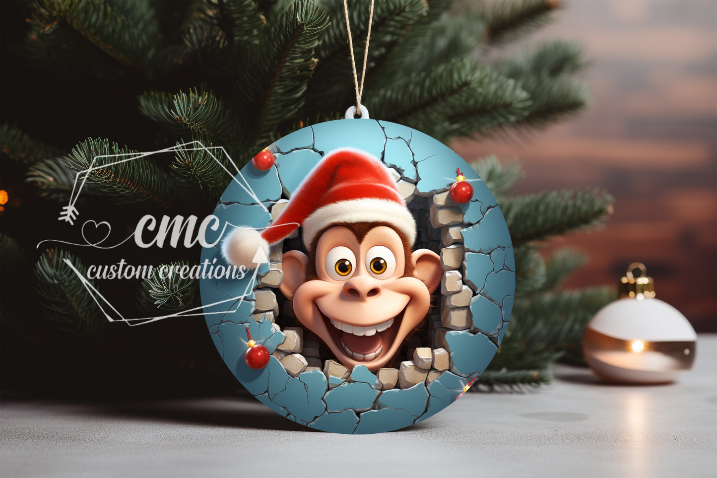 "Faux 3D"  Breakthrough Zoo Christmas Ornament