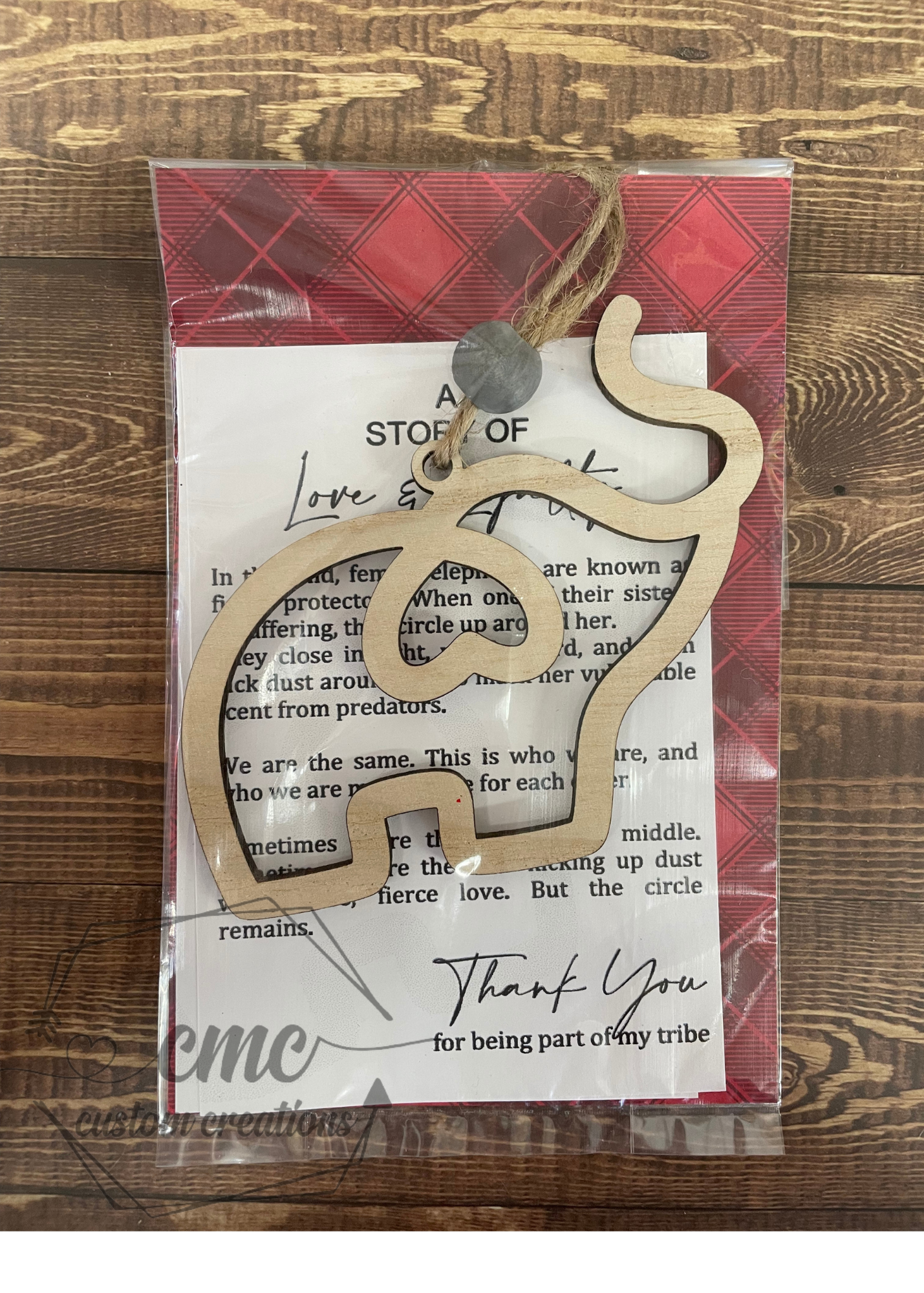 Love & Loyalty Elephant Friendship/Sisterhood Wooden OrnamentWooden Ornament/Car Charm